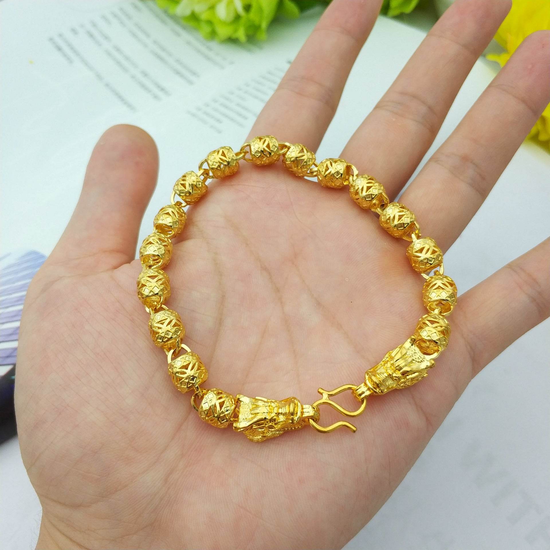 Double Faucet K-Gold Bracelet - Stylish 21cm Brass Design for 2025 - Buy Center