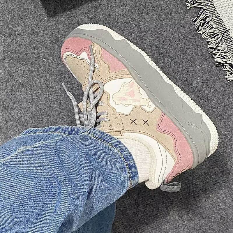 Retro Women's Student Sneakers - Stylish Pink Vulcanize Shoes for Comfort - Buy Center