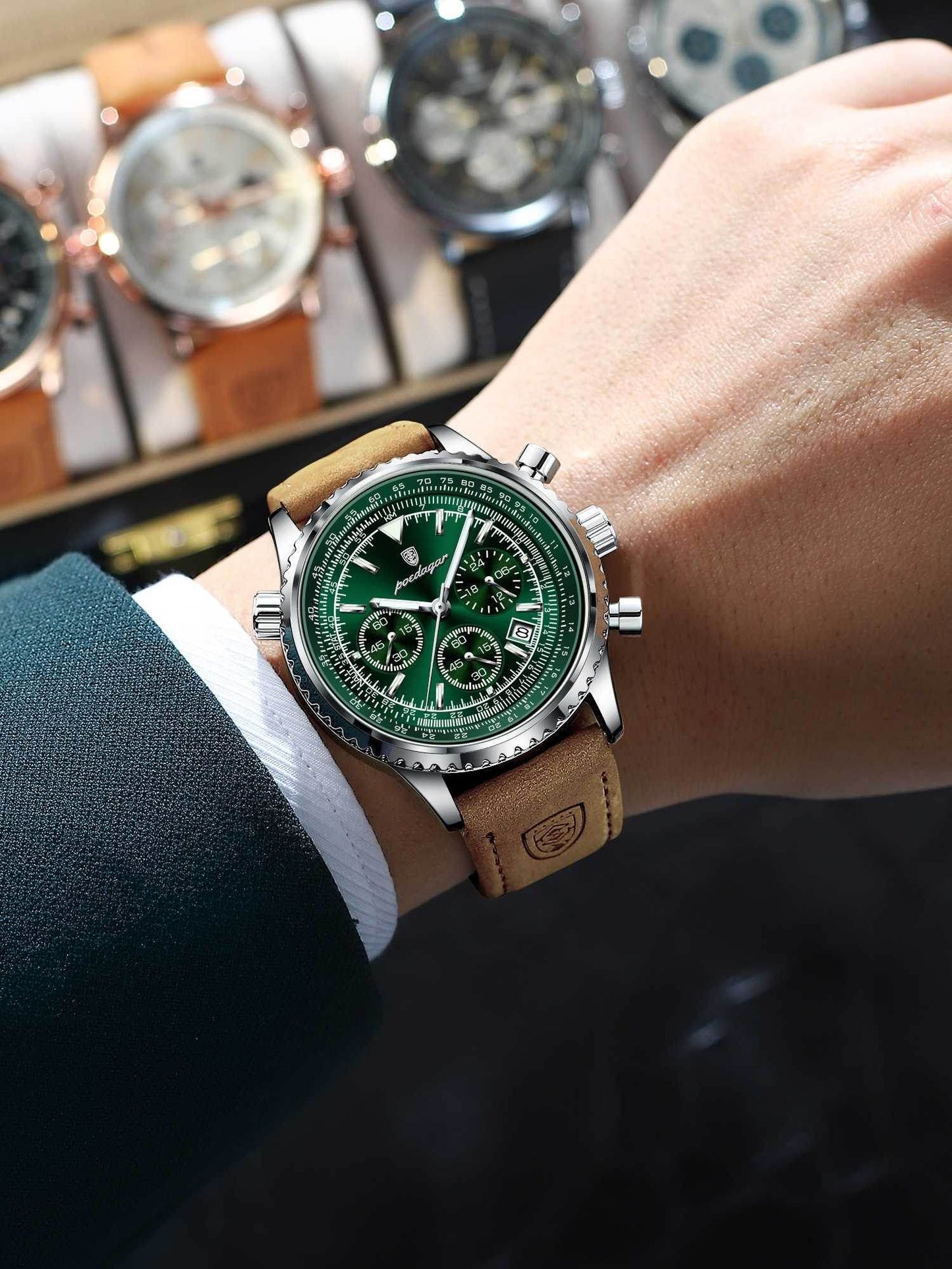 Men's Multi-Functional Quartz Watch - Waterproof Leather Strap, Stylish Design - Buy Center