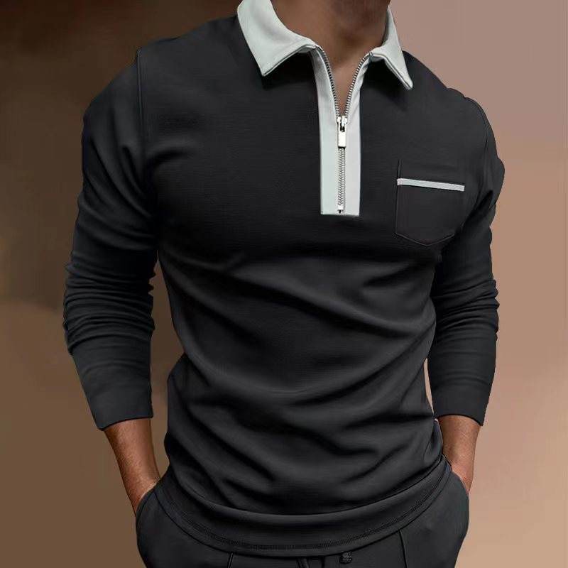 Buycenter Slim Fit Long Sleeve Men's T-Shirt - Zipper Decoration Styles - Buy Center