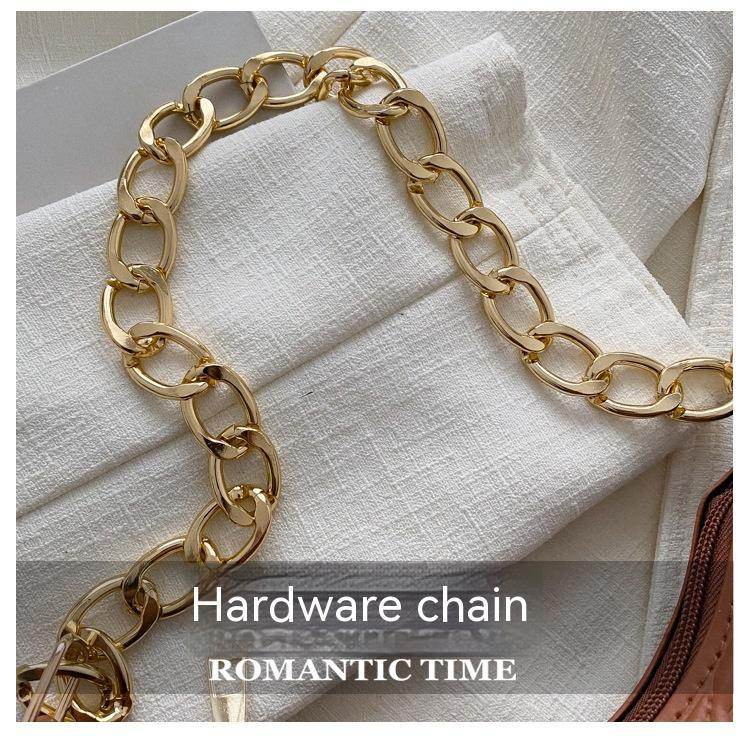 Buycenter Pleated Chain Baguette Shoulder Bag - Stylish PU Evening Accessory - Buy Center