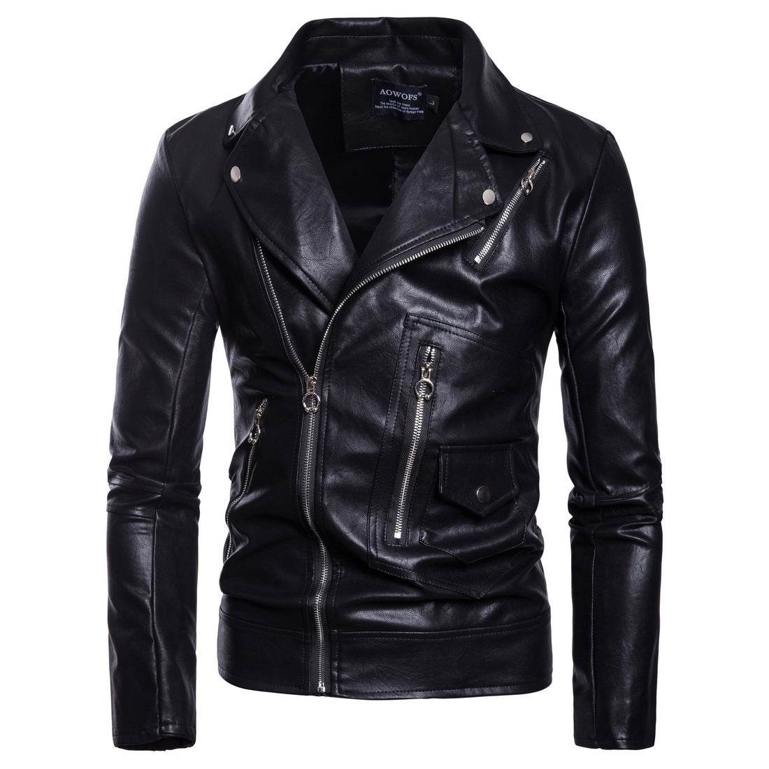 Men's Multi Zip Leather Coat - Stylish Genuine Leather Motorcycle Jacket - Buy Center