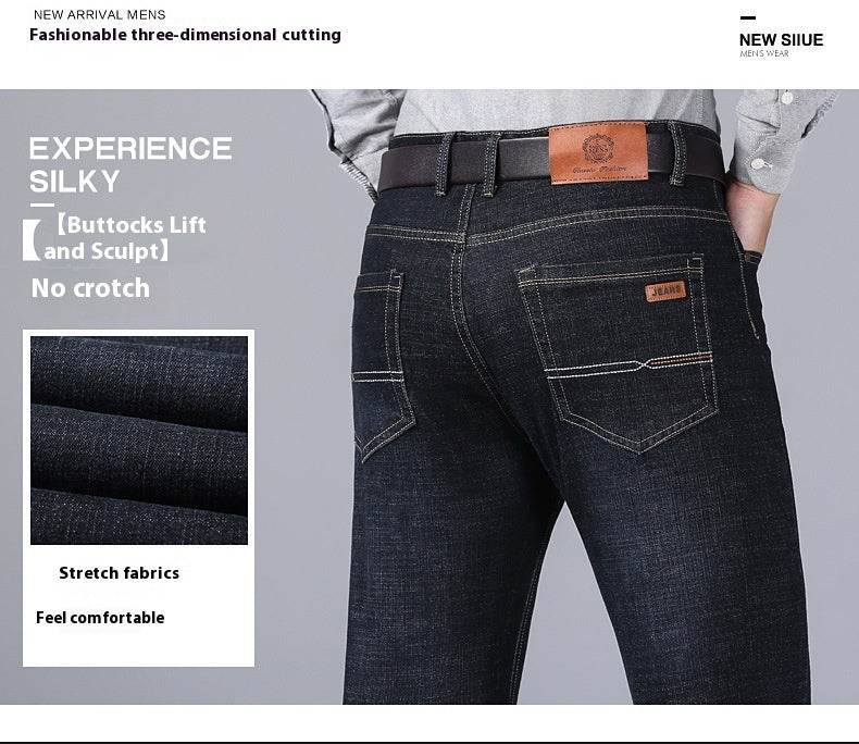 Autumn Men's Loose Straight Jeans - Mid Waist, Comfortable Fit - Buy Center