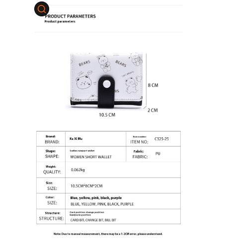 Cute Cartoon Girl's Wallet - Fresh Animal Design, Stylish & Compact - Buy Center