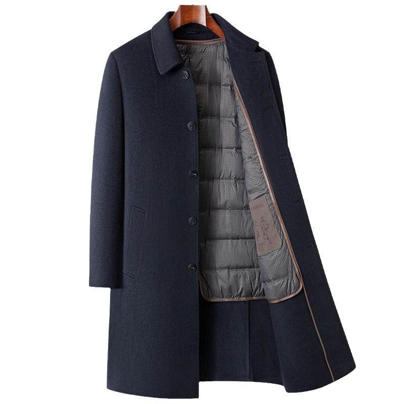 Buycenter Men's Double-Sided Wool Overcoat with Removable Down Liner - Buy Center
