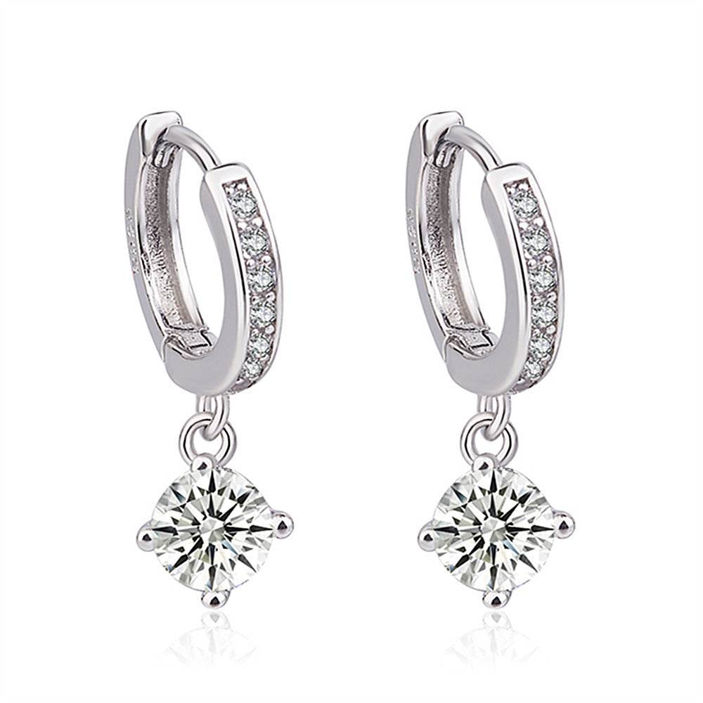 Buy Center Copper Zircon Earrings - Elegant Design with Electroplating - Buy Center