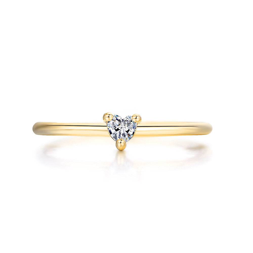 Elegant Heart-Shaped Women's Ring - Gold Plated with Sparkling Zircon - Buy Center