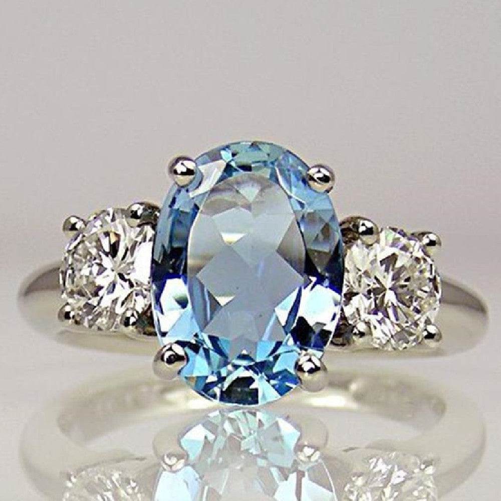 Buy Center Women's Oversized Aquamarine Ring - Stylish Alloy Jewelry - Buy Center