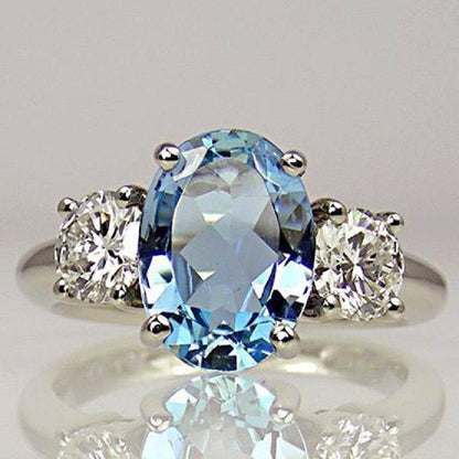 Buy Center Women's Oversized Aquamarine Ring - Stylish Alloy Jewelry - Buy Center