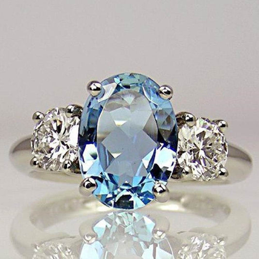 Buy Center Women's Oversized Aquamarine Ring - Stylish Alloy Jewelry - Buy Center