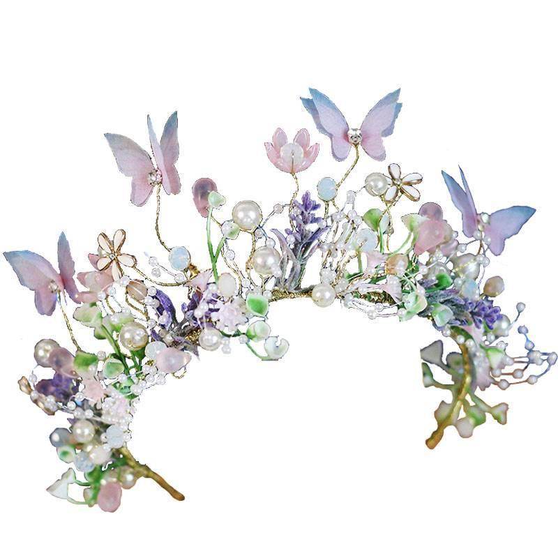 Enchanted Blue & White Fairy Butterfly Garland Headdress for Kids - Buy Center