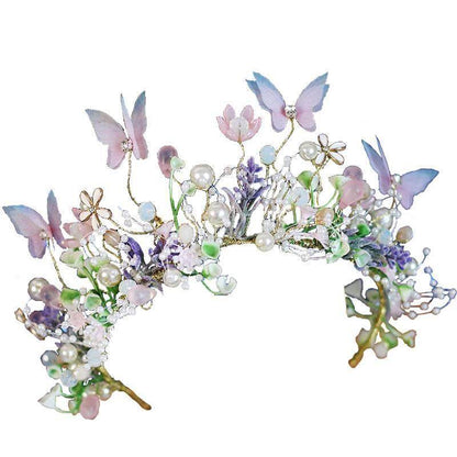 Enchanted Blue & White Fairy Butterfly Garland Headdress for Kids - Buy Center