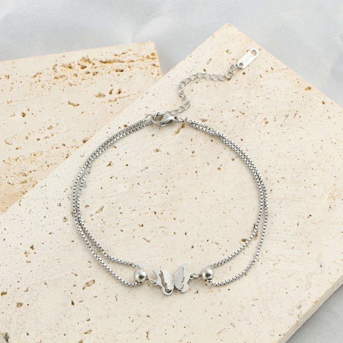 Buy Center Butterfly Pendant Layered Anklet - Gold & Silver Jewelry - Buy Center