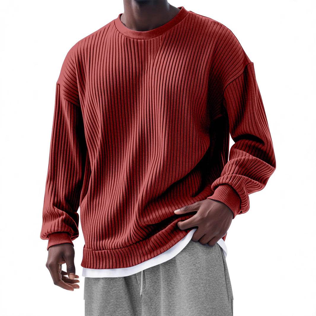 Buycenter Men's Trendy Long Sleeve Round Neck Top - Slim Fit Cardigan - Buy Center