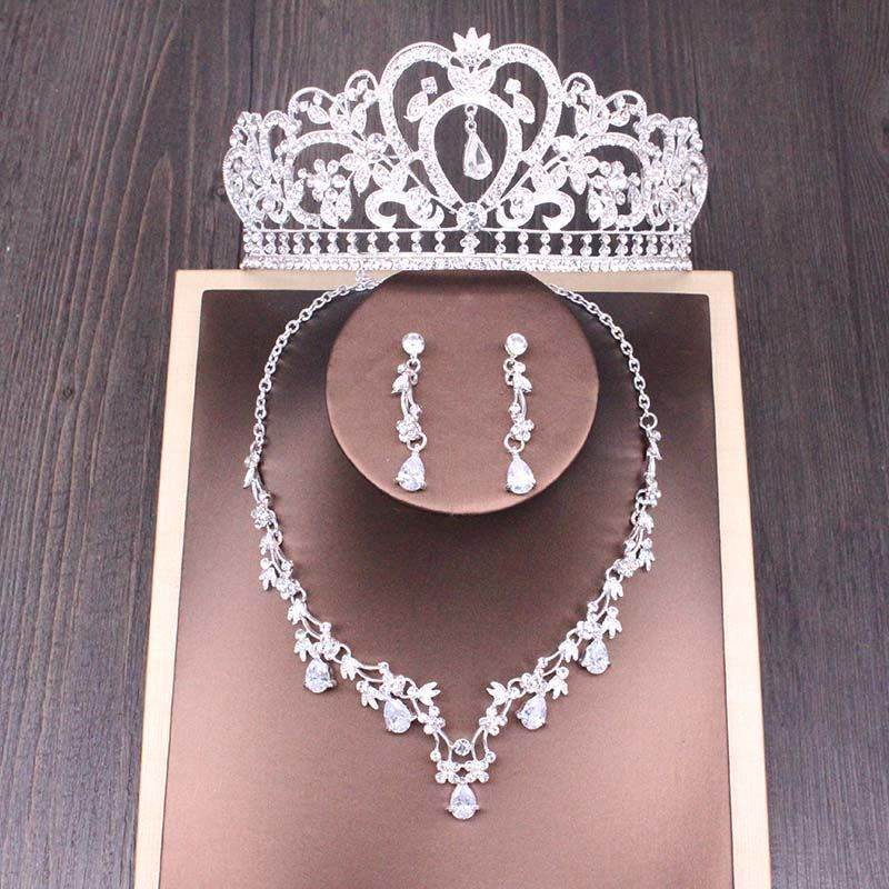 Elegant Bridal Rhinestone Crown Necklace Set - Perfect Wedding Jewelry 2025 - Buy Center
