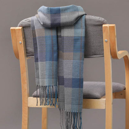 British Plaid Cashmere Scarf - Stylish Tassels, Perfect for Couples & Families - Buy Center