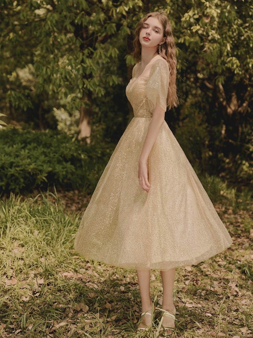 Buycenter Mid-Length Bridesmaid Skirt - Elegant Champagne Gold Design - Buy Center