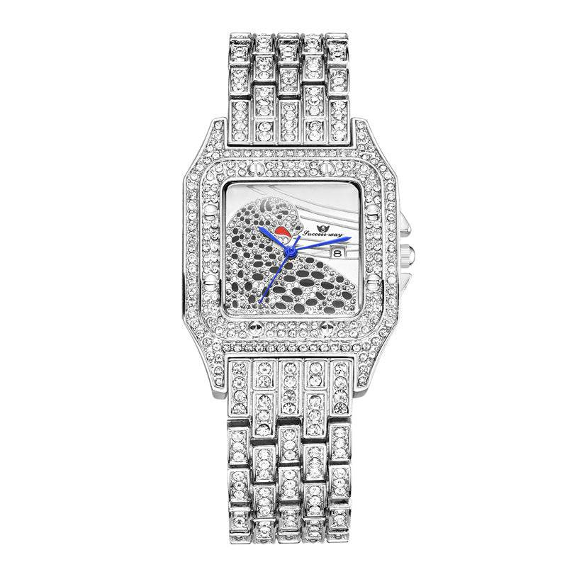 Buy Center Square Leopard Diamond Women's Watch - Waterproof Quartz Style - Buy Center