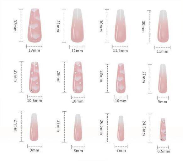 Women's Long Ballerina Nail Stickers - Elegant Z115 Pink Cloud Design - Buy Center