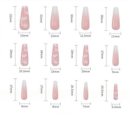 Women's Long Ballerina Nail Stickers - Elegant Z115 Pink Cloud Design - Buy Center