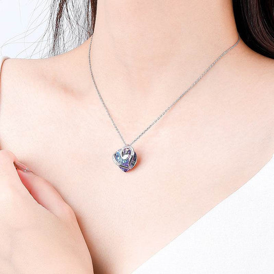 Buy Center Sterling Silver Love Necklace - Heart Shaped Crystal Design - Buy Center