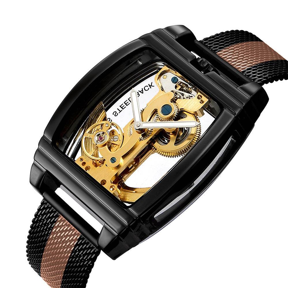 Buy Center Hollow Mechanical Watch - Luminous, Casual Style, 47mm Dial - Buy Center