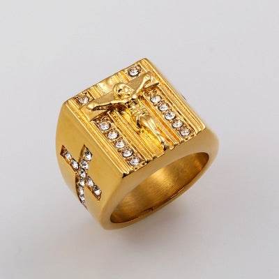 Vintage Men's Jesus Cross Ring - Retro Stainless Steel Jewelry for Him - Buy Center