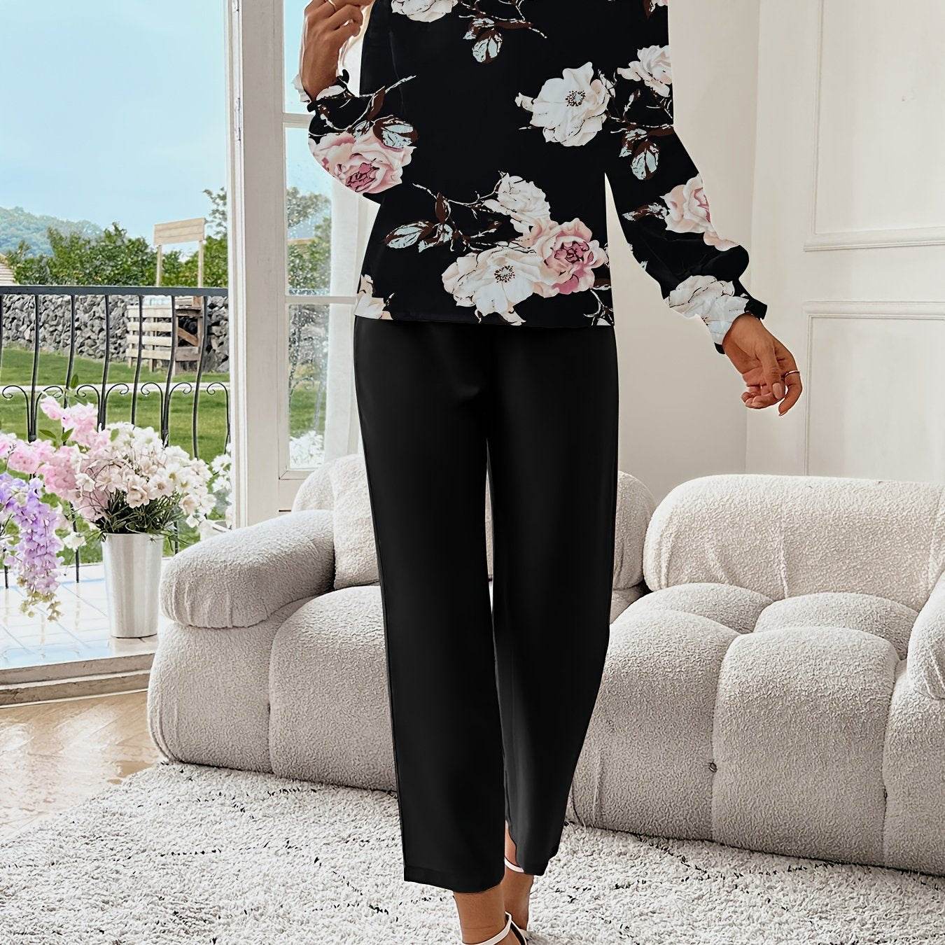 Elegant Women's Floral Pants Suit - Spring Set by Oriented Development - Buy Center