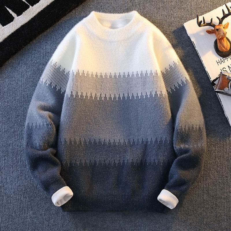 Men's Casual Loose Pullover Sweater - Warm Rabbit Fur & Trendy Colors - Buy Center