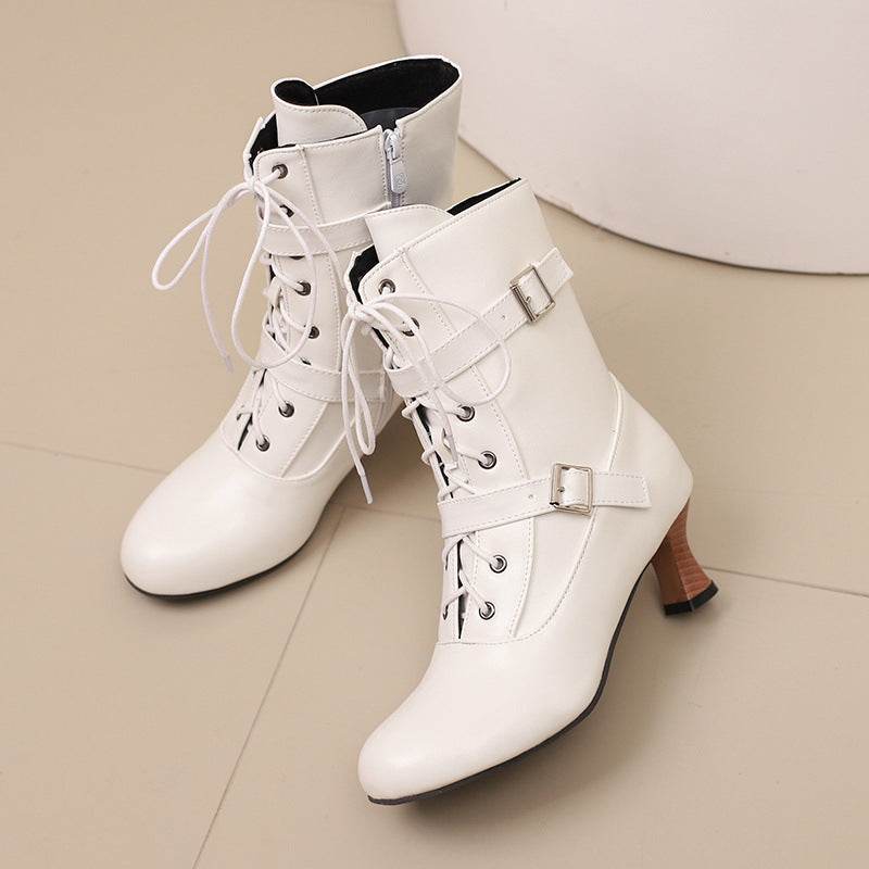 Comfortable Mid Heel Women's Boots - Lace-Up, Plus Size Fashionable Style - Buy Center