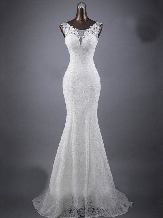 Elegant Lace Slim Double Shoulder Wedding Dress - Fishtail Design 2025 - Buy Center