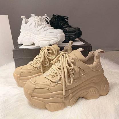 Buycenter Trendy Platform Shoes - Stylish High Heel White Sneakers - Buy Center