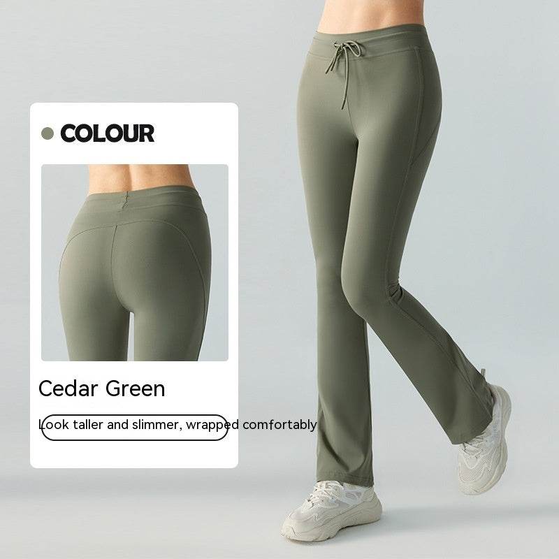 Comfortable Waist Slimming Yoga Pants - Stylish Bell-Bottom with Pockets - Buy Center