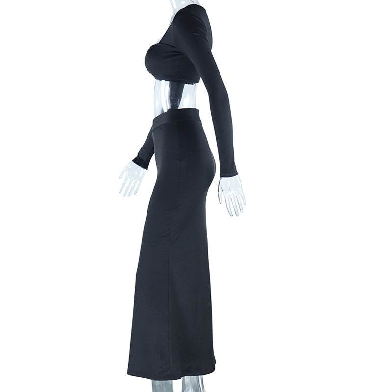 Buycenter Wrapped Chest Jumpsuit - Long Sleeve Navel Skirt for Women - Buy Center