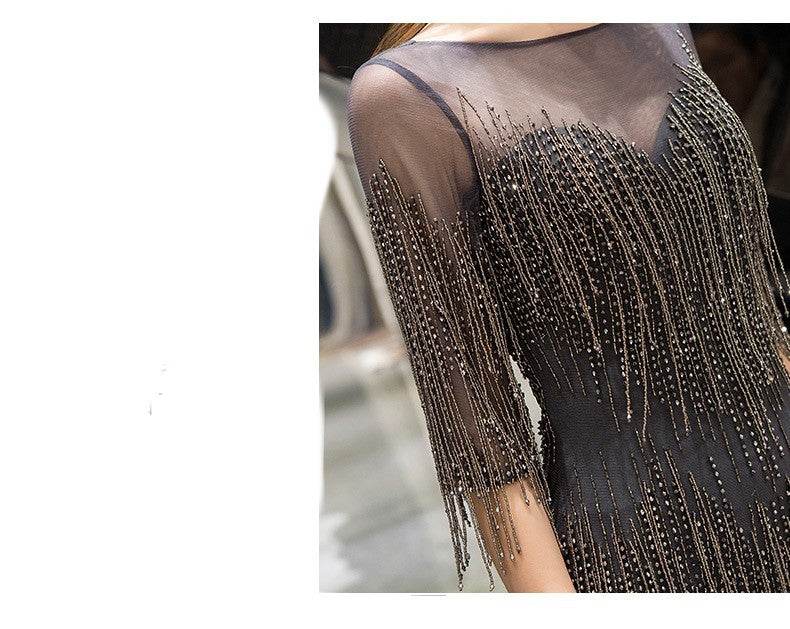 Buycenter Evening Dress for Women - Elegant Temperament in Dark Gray & Red - Buy Center