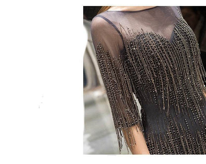 Buycenter Evening Dress for Women - Elegant Temperament in Dark Gray & Red - Buy Center