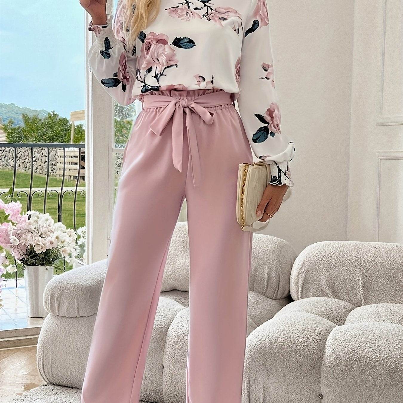 Elegant Women's Floral Pants Suit - Spring Set by Oriented Development - Buy Center
