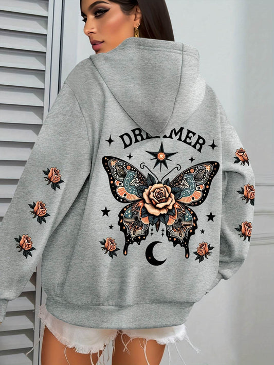 Women's Casual Letter Print Hoodie - Stylish Loose Fit & Drawstring - Buy Center