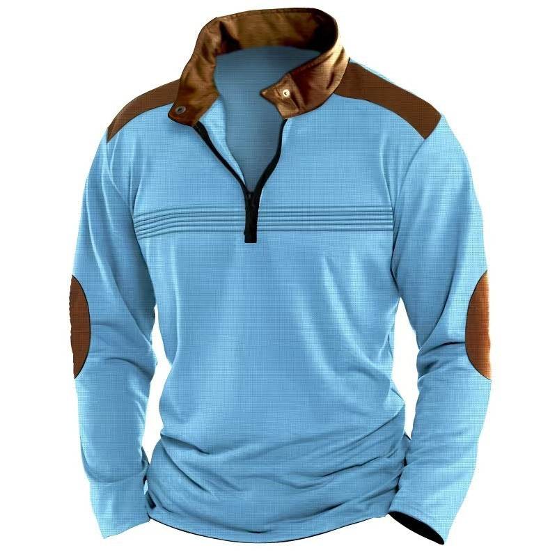 Men's Long Sleeve Polo Shirt with Zipper - Stylish & Comfortable in Multiple Colors - Buy Center