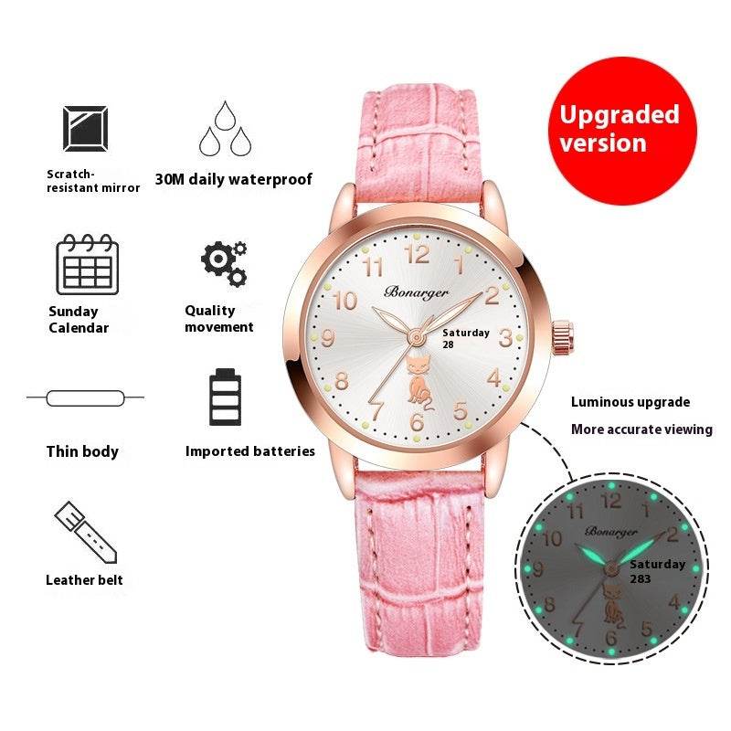 Buycenter Women's Luminous Quartz Watch - Stylish Waterproof Belt Options - Buy Center