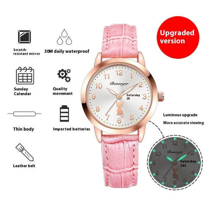 Buycenter Women's Luminous Quartz Watch - Stylish Waterproof Belt Options - Buy Center