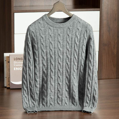 Pure Cashmere Men's Round Neck Sweater - Trendy Pullover for Comfort - Buy Center