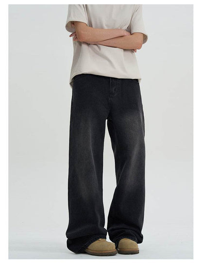 Buycenter Men's Black Straight Slimming Jeans - Casual Mid-High Waist - Buy Center