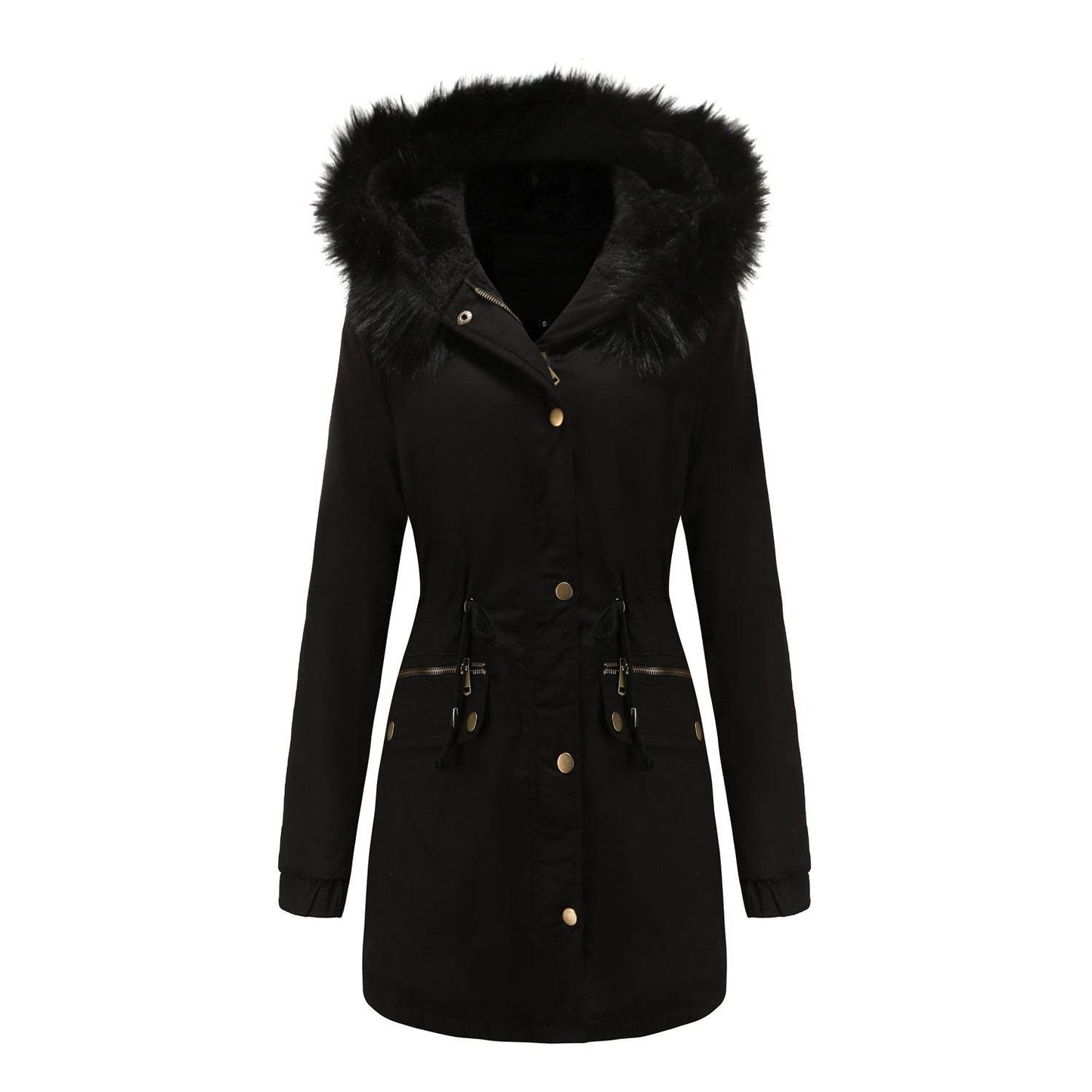 Women's Mid-Length Fur Collar Coat - Stylish Padded Jacket for Commuting - Buy Center