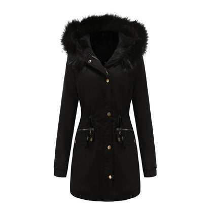 Women's Mid-Length Fur Collar Coat - Stylish Padded Jacket for Commuting - Buy Center