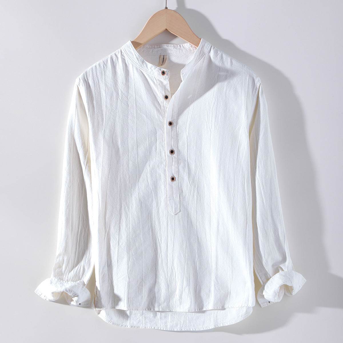 Buycenter Long Sleeved Linen Shirt - Retro Stand Up Collar Style 2025 - Buy Center