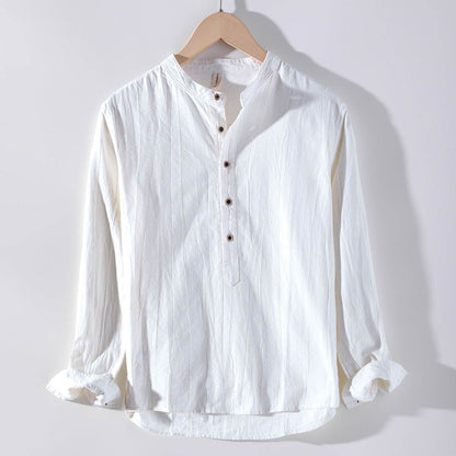 Buycenter Long Sleeved Linen Shirt - Retro Stand Up Collar Style 2025 - Buy Center