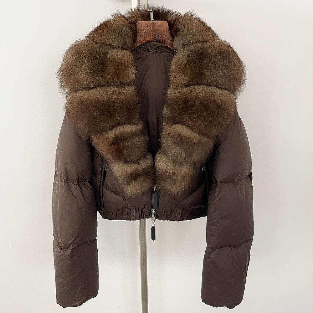 Luxurious Fox Fur Collar Down Jacket - Thick Stylish Coat for Women - Buy Center