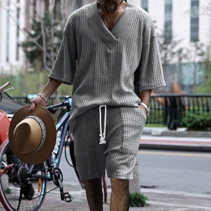 Buycenter Men's Casual Loose Knitwear Shorts Suit - Stylish & Comfortable - Buy Center