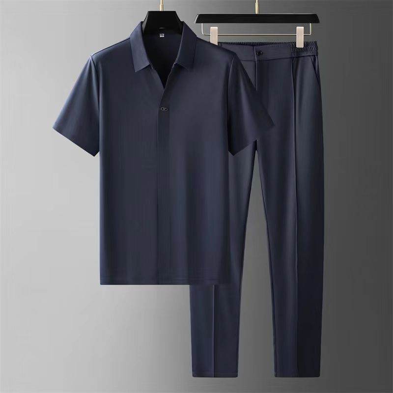 Buycenter Ultra-Light Ice Silk Shirt & Pants Set - Summer Comfort Outfit - Buy Center